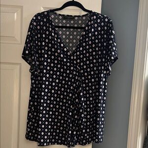 Lane Bryant Black and White Floral Blouse